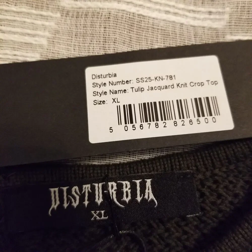 NWT Disturbia Tulip Jacquard Knit Crop Top - Picture 8 of 9
